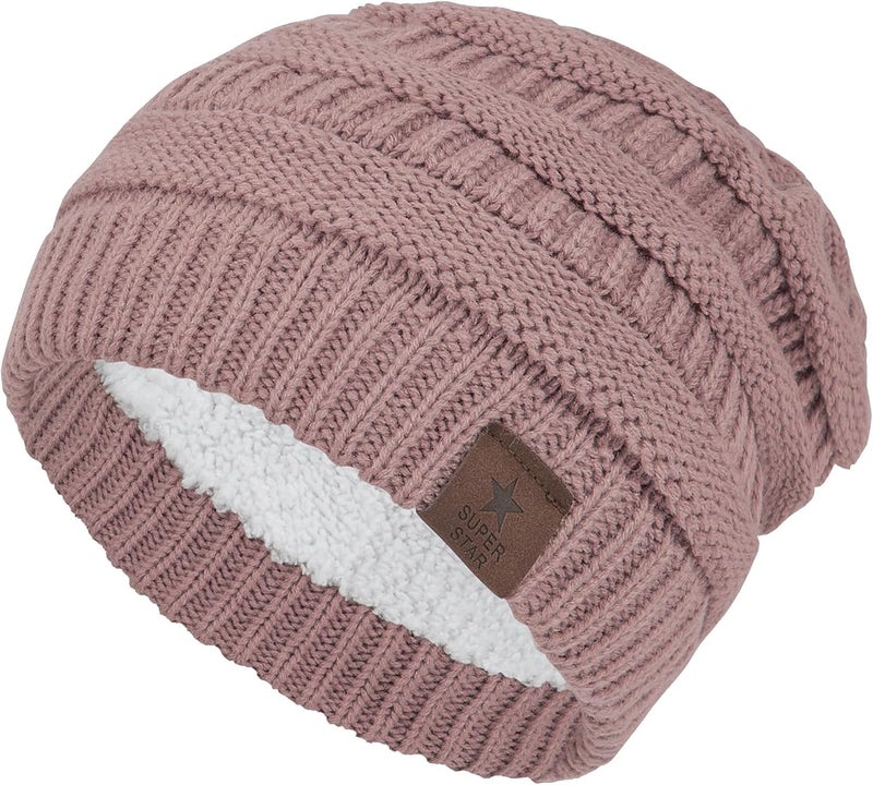 Durio Womens Knit Beanie Winter Thick Solid Fleece Lined Beanie Hats for Women Men Unisex Warm Skiing Beanies - Image 1